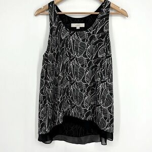 Loft Palm Tropical Print High Low
Sleeveless Blouse Women’s Size Small Black